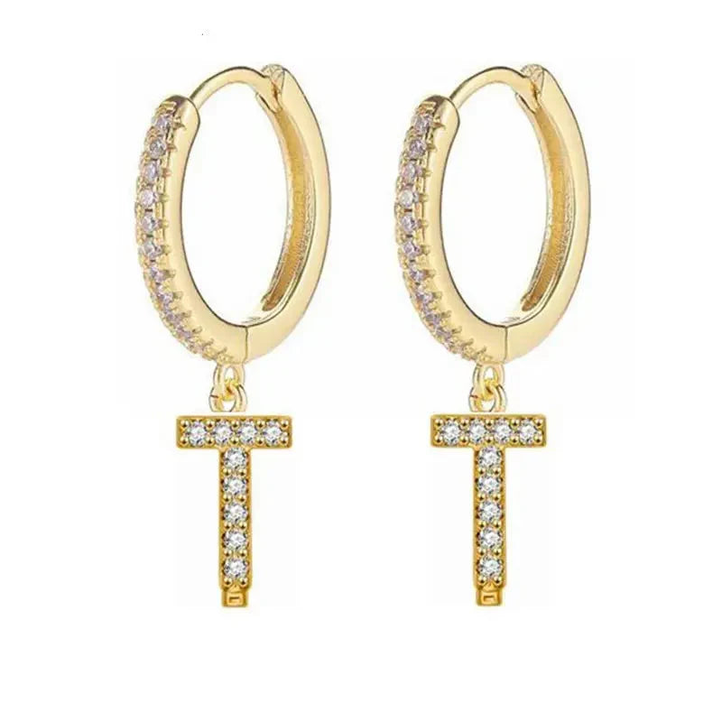 Boucles d'oreilles créoles avec initiale femme t