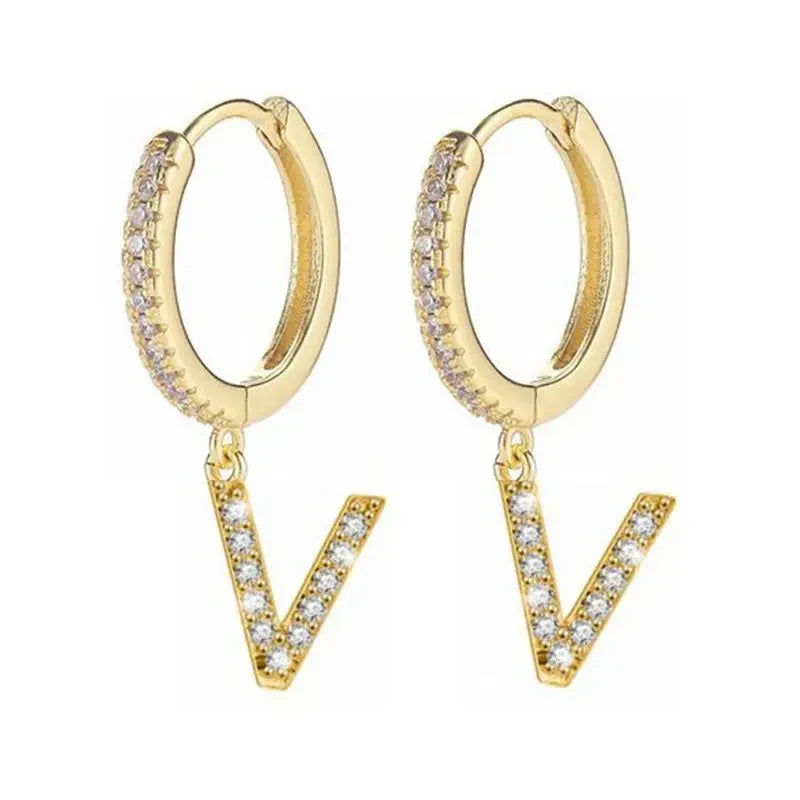 Boucles d'oreilles créoles avec initiale femme v