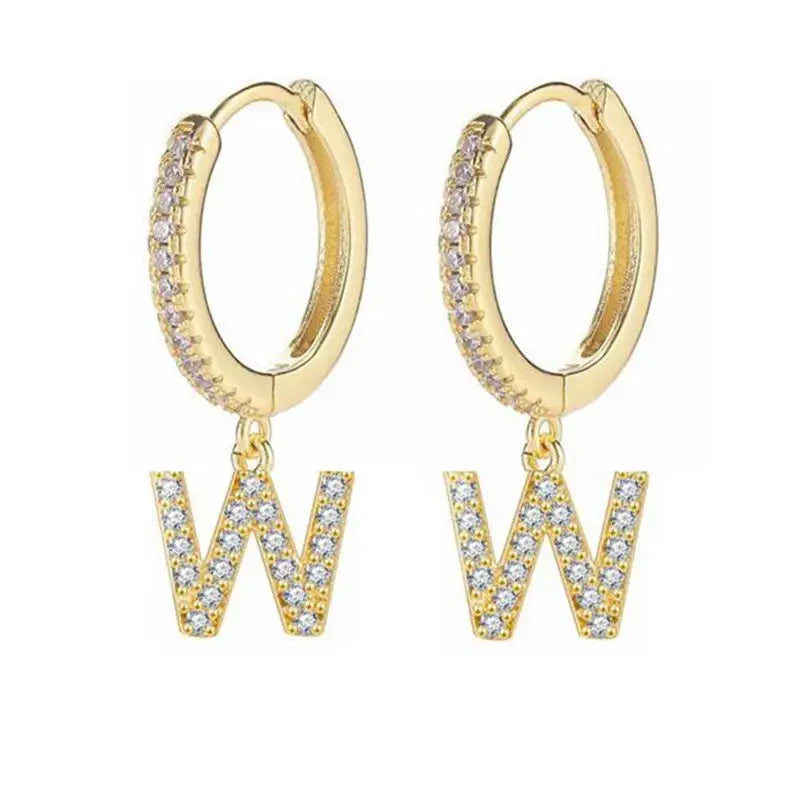 Boucles d'oreilles créoles avec initiale femme w