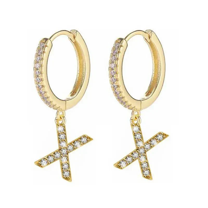 Boucles d'oreilles créoles avec initiale femme x