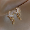 Moon and Stars Earrings Gold & Diamonds
