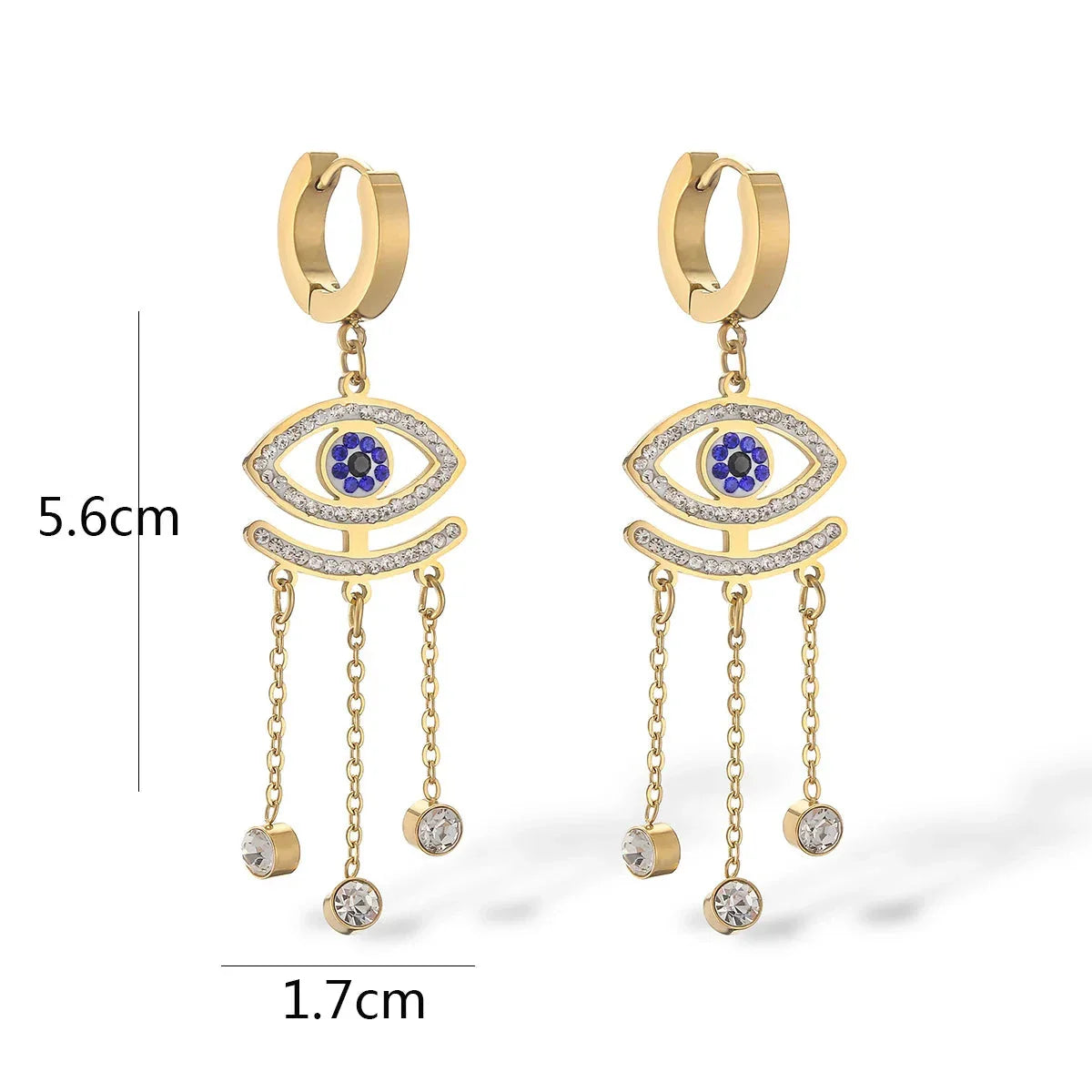 Long Blue Evil Eye Earrings