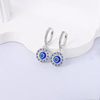 Blue Round Evil Eye Earrings and Pearls
