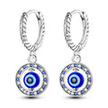 Blue Round Evil Eye Earrings and Pearls