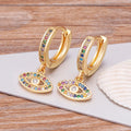 Multicolored Blue Zircon Evil Eye Earrings Bohemian Style