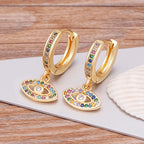 Multicolored Blue Zircon Evil Eye Earrings Bohemian Style