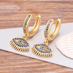 Blue Evil Eye Zircon Bohemian Style Earrings