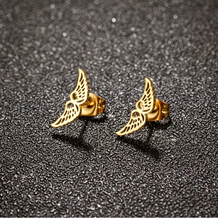 Boucles d'oreilles minimalistes ailes d'ange or