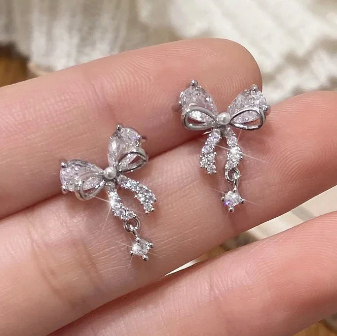 Boucles d'oreilles noeud papillon femme argent
