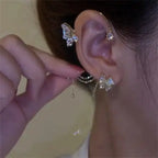 Butterfly and zircon earrings 