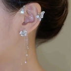Butterfly and zircon earrings 