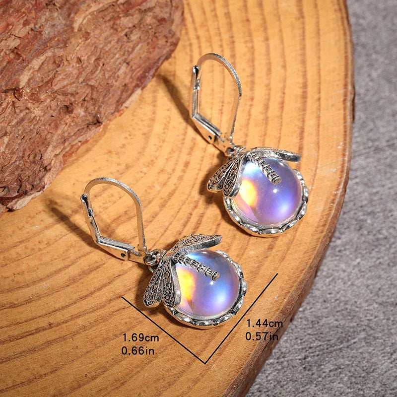 Butterfly Dangle Earrings with Moonstone