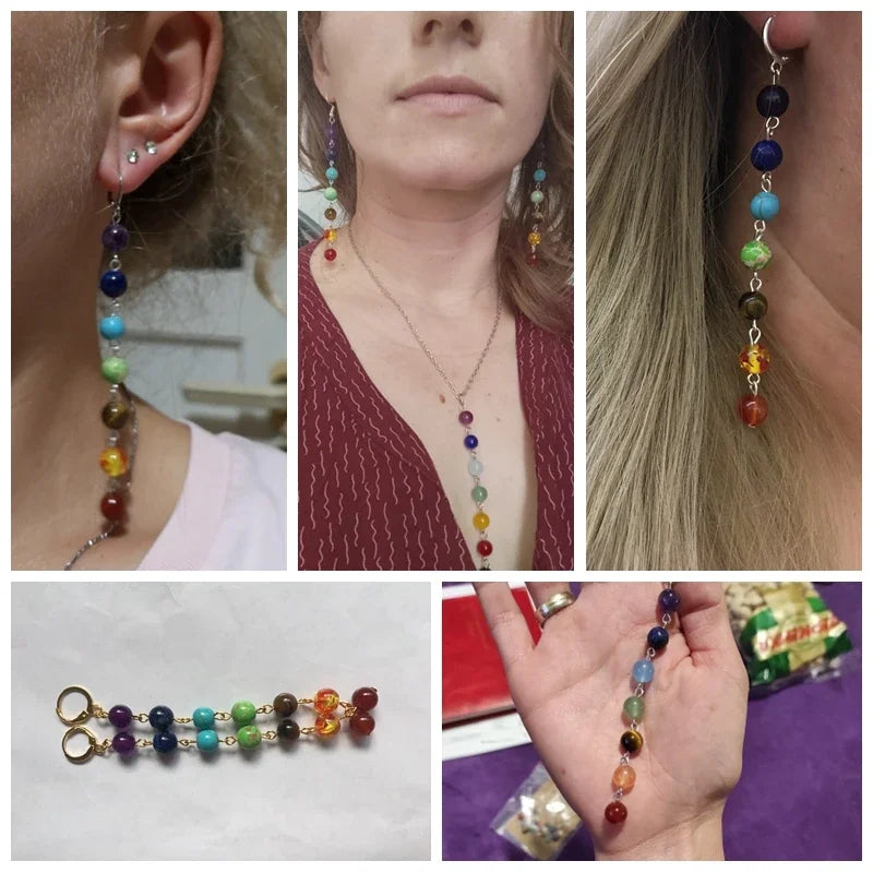 7 Chakras Dangling Earrings for Women