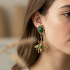 Boucles d'oreilles pendantes abeille vert