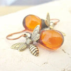 Boucles d'oreilles pendantes abeille femme