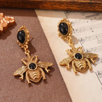 Boucles d'oreilles pendantes abeille noir