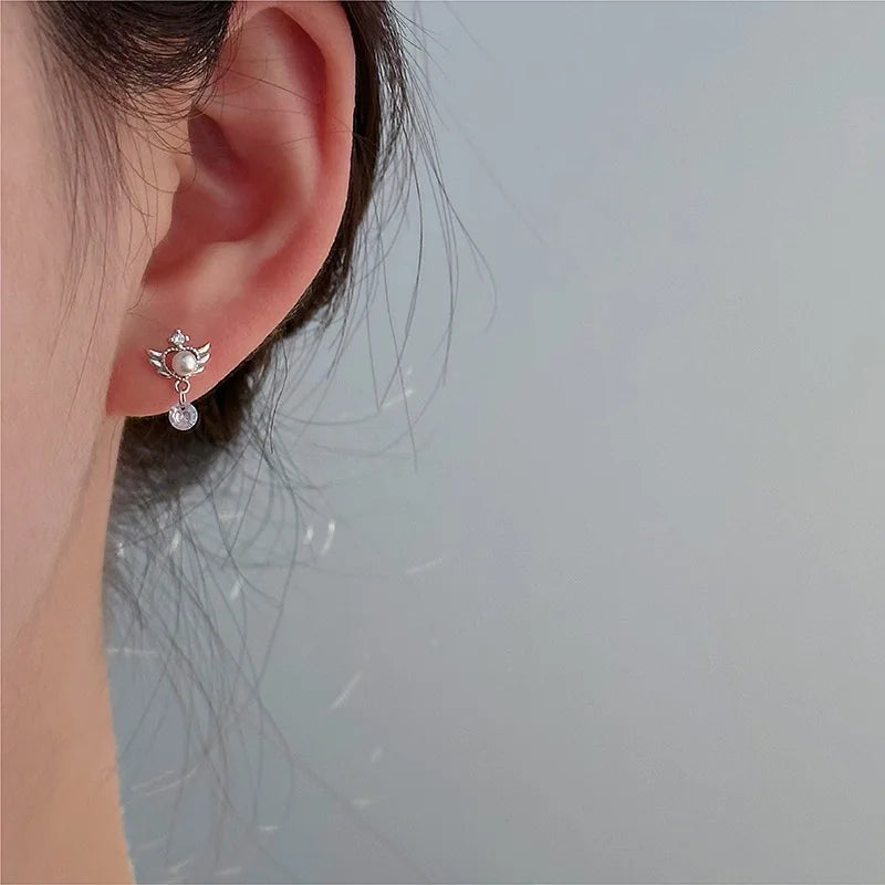 Boucles d'oreilles pendantes ailes d'ange