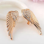 Boucles d'oreilles pendantes ailes d'ange avec strass or