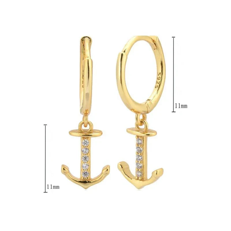Boucles d'oreilles pendantes ancre