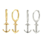 Boucles d'oreilles pendantes ancre or