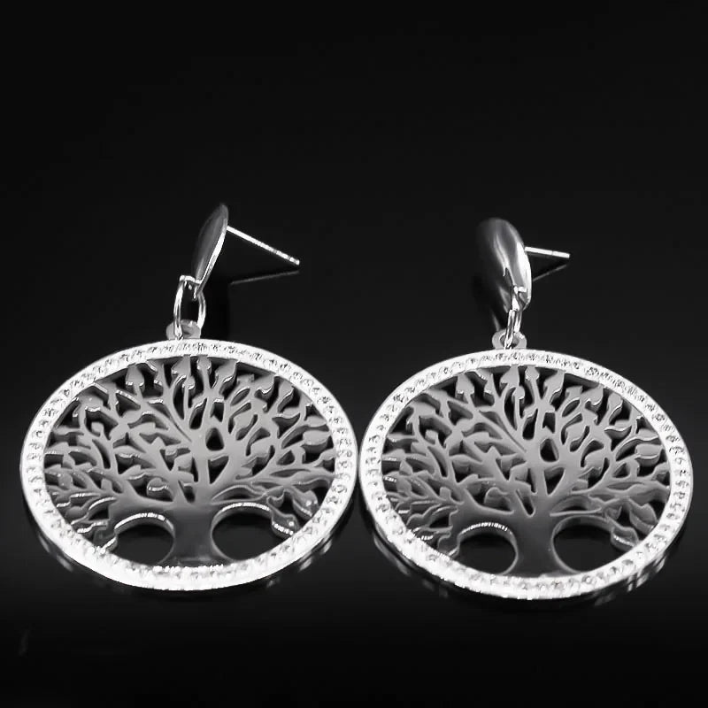 Silver Tree of Life Dangle Earrings
