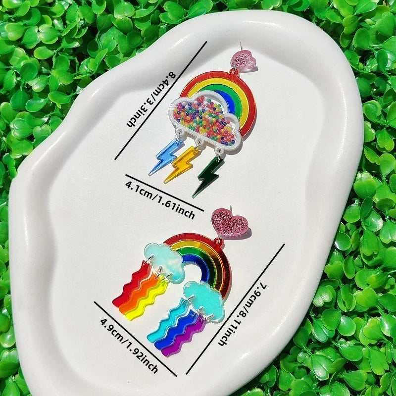 Boucles d'oreilles pendantes arc-en-ciel
