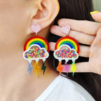 Boucles d'oreilles pendantes arc-en-ciel foudre