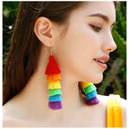 Boucles d'oreilles pendantes arc-en-ciel femme
