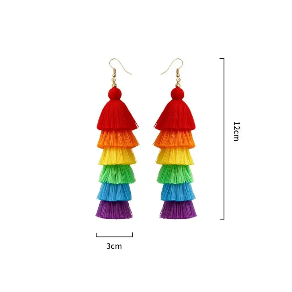 Boucles d'oreilles pendantes arc-en-ciel femme