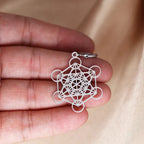 Silver Plated Metatron Cube Dangle Earrings