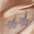 Silver Plated Metatron Cube Dangle Earrings