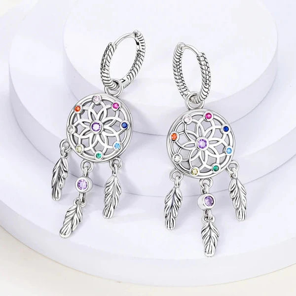 Dreamcatcher Dangle Earrings with Zircon