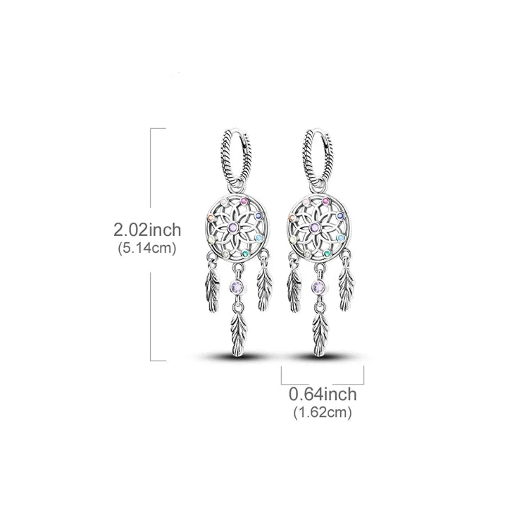 Dreamcatcher Dangle Earrings with Zircon