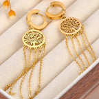 Dangling Earrings with Gold Tree of Life