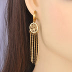 Dangling Earrings with Gold Tree of Life