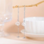 Dangling Earrings with Fine Silver Lotus Flower