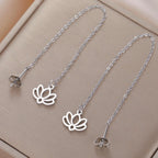 Dangling Earrings with Fine Silver Lotus Flower