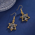 Boucles d'oreilles pendantes avec Menorah et l'étoile de David symboles juifs