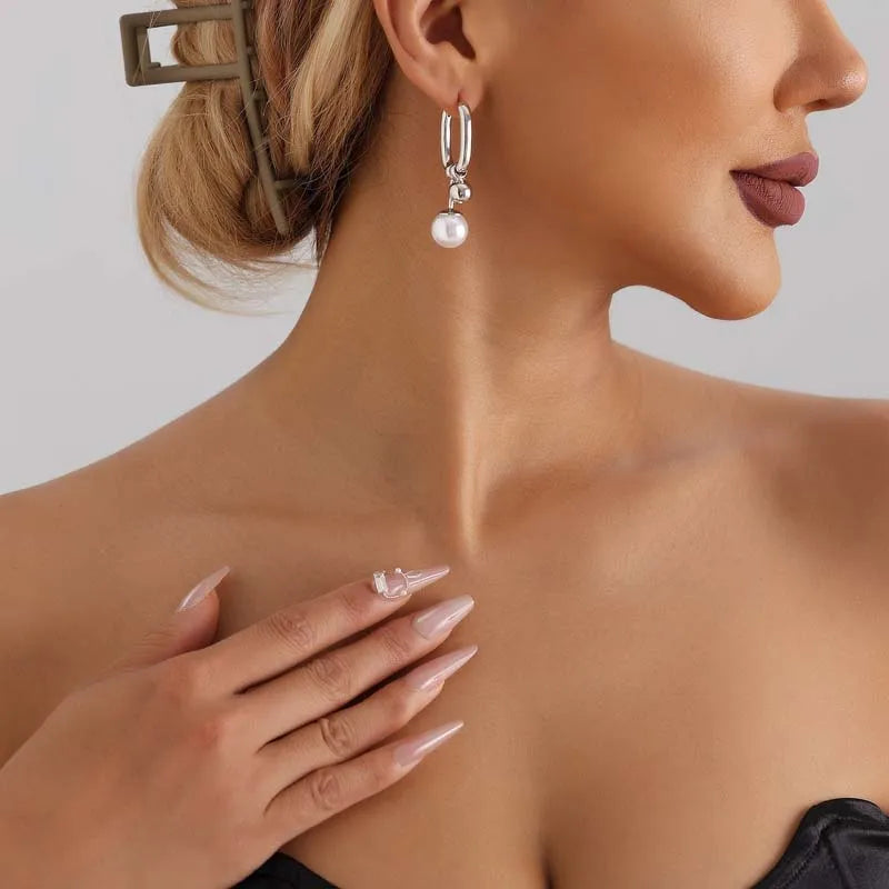 Stylish Hoop Earrings with Pearls