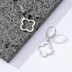 Dangling Earrings with Silver 4-Leaf Clover