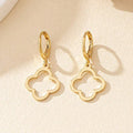 Dangling Earrings with Gold 4-Leaf Clover