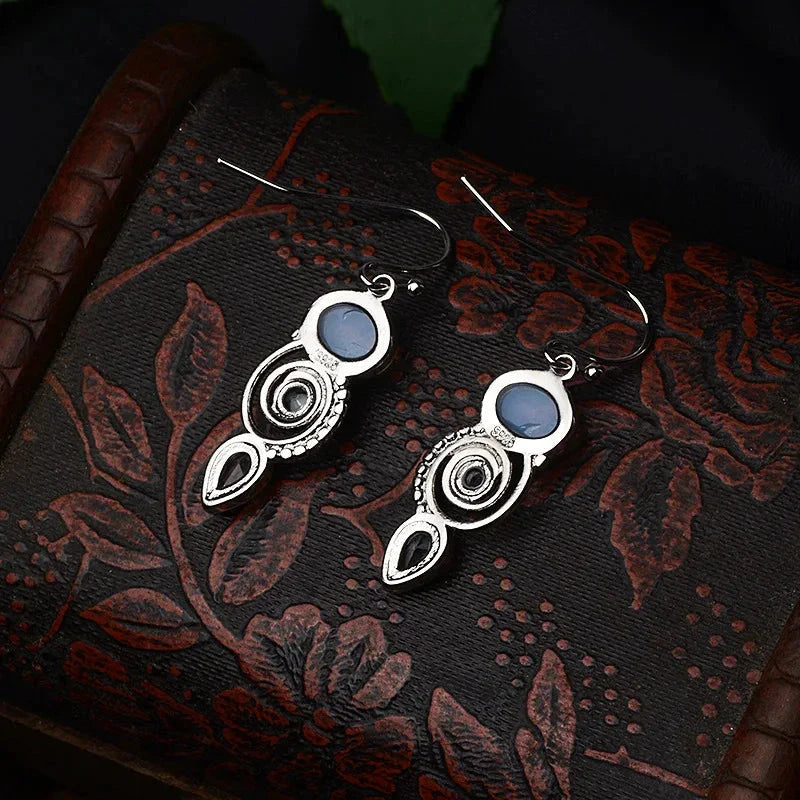 Dangling Earrings with Zircon Moonstone