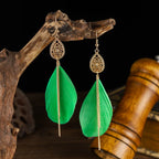 Bohemian Feather Drop Earrings