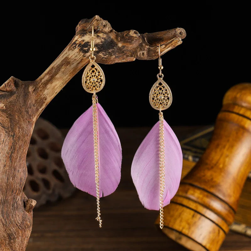 Bohemian Feather Dangle Earrings 9