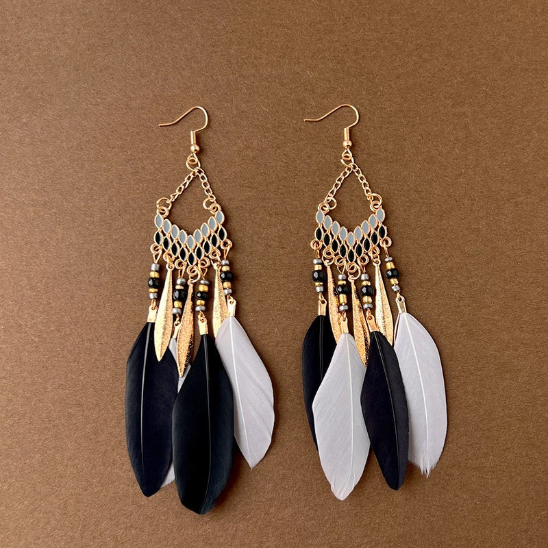 Bohemian Feather Dangle Earrings 2