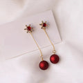Red Christmas Ball Dangle Earrings