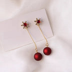Red Christmas Ball Dangle Earrings