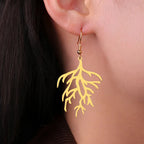 Boucles d'Oreilles Pendantes en Branches Corail or