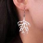 Boucles d'Oreilles Pendantes en Branches Corail argent