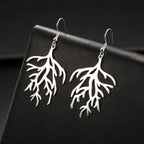 Boucles d'Oreilles Pendantes en Branches Corail argent